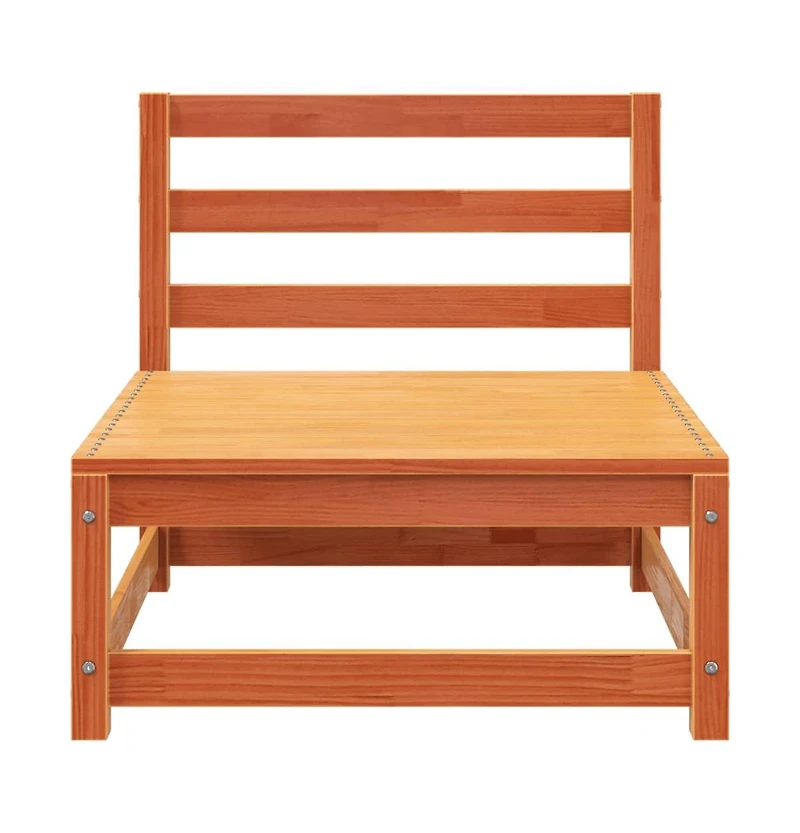 Patio Sofa Armless with Footstool Wax Brown Solid Wood Pine