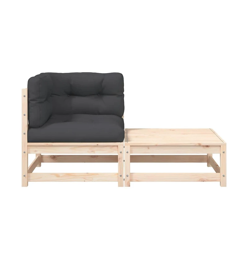Patio Sofa Corner with Cushions and Footstool
