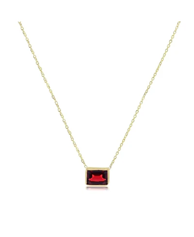 The Lovery Garnet Emerald Cut Single Bezel Necklace 14K Gold