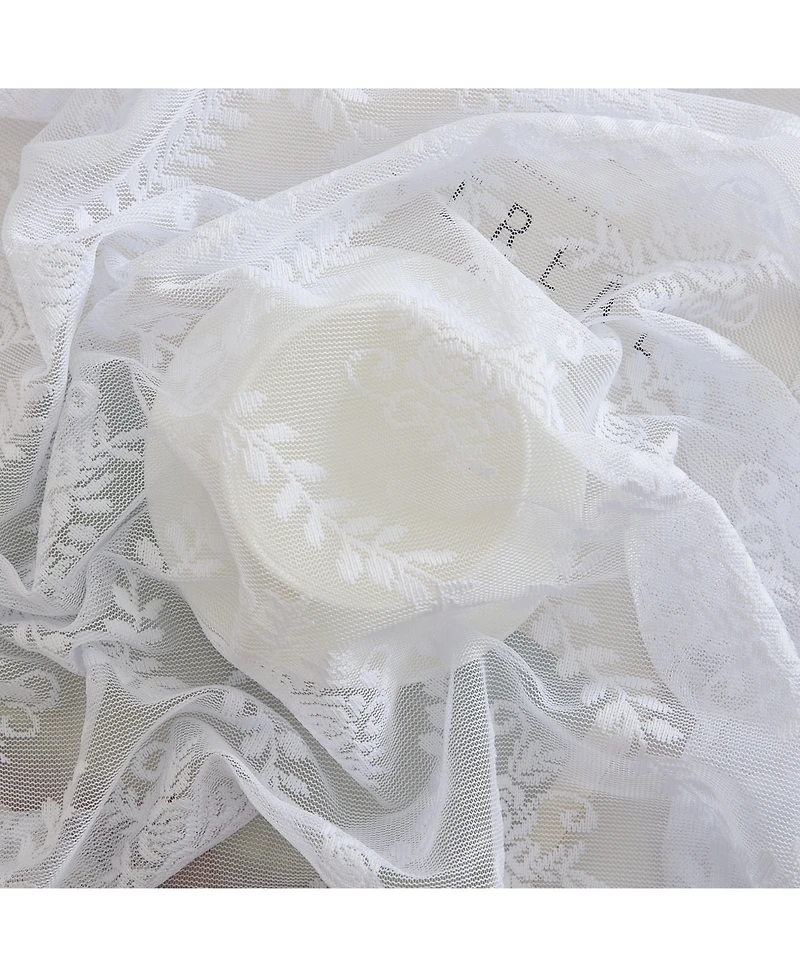 Hlc.me Isabella Floral Lace Fabric Tablecloth, Lace Fabric Table Cloth for Rectangle Tables, Wrinkle Resistant Tablecloth
