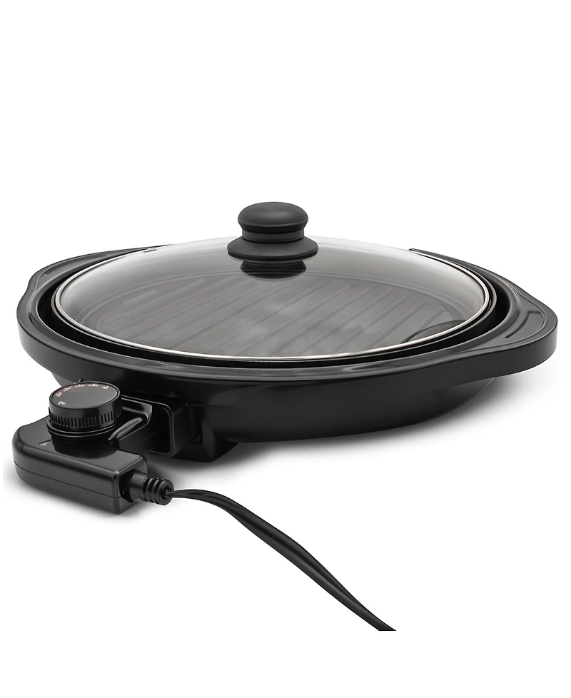 Elite Cuisine 11" Electric Indoor Grill with Tempered Glass Lid