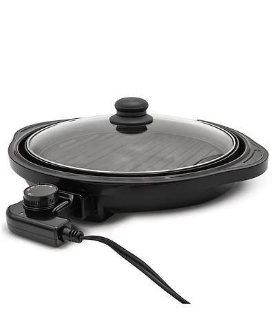 Elite Cuisine 11" Electric Indoor Grill with Tempered Glass Lid