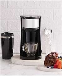 Elite Cuisine 14 oz. Personal Coffee Maker with Stainless Steel Interior Travel Mug
