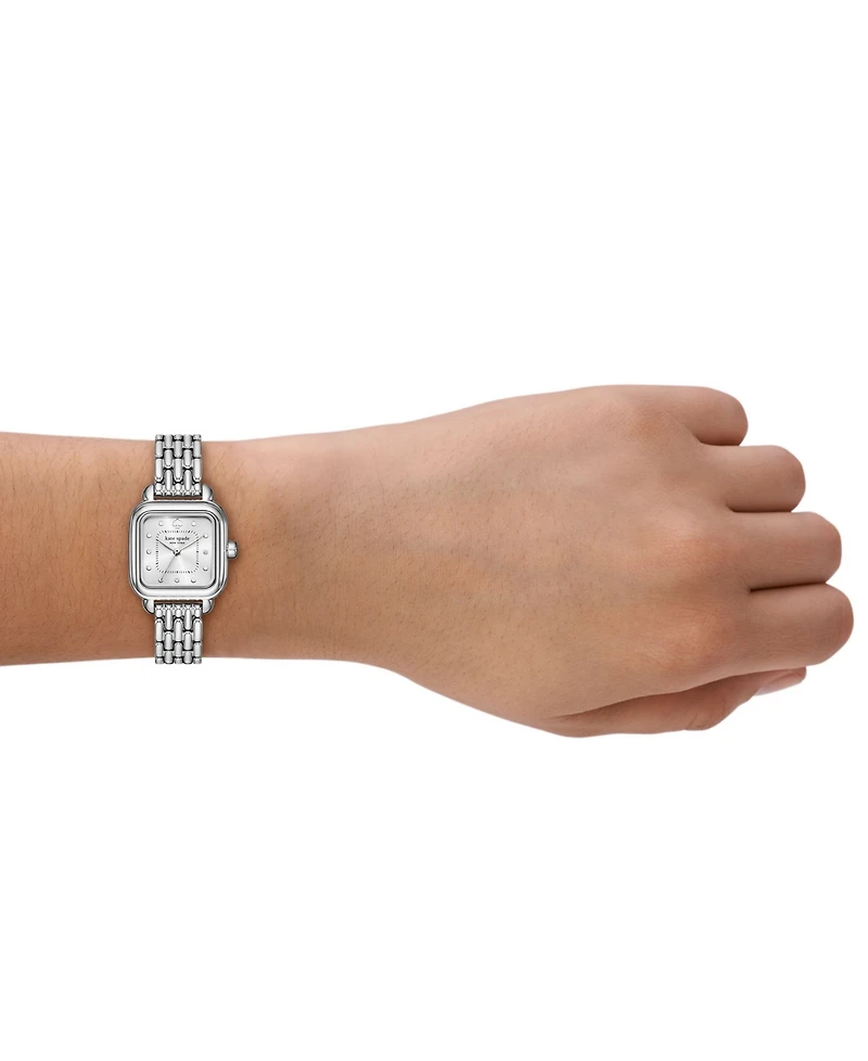 Kate Spade New York Women's Gracie Square Three-Hand Silver-Tone Stainless Steel Watch, 25mm