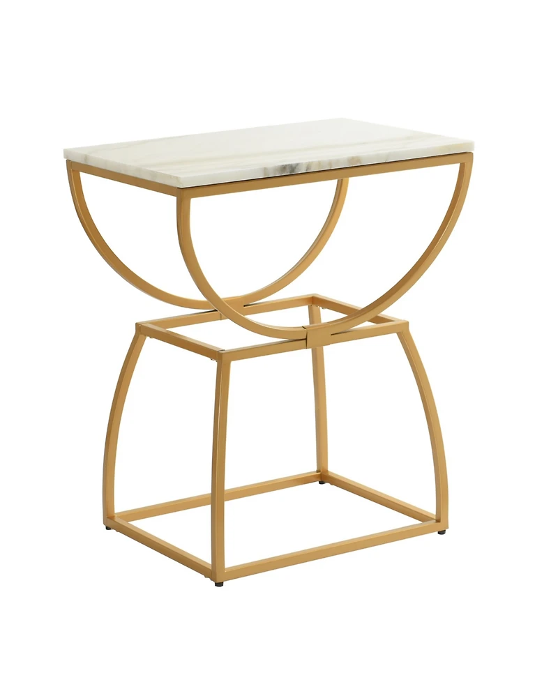 StyleCraft Home Collection 16" Marble Norman Wyatt Home Loren Elliptical Side Table