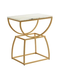 StyleCraft Home Collection 16" Marble Norman Wyatt Home Loren Elliptical Side Table