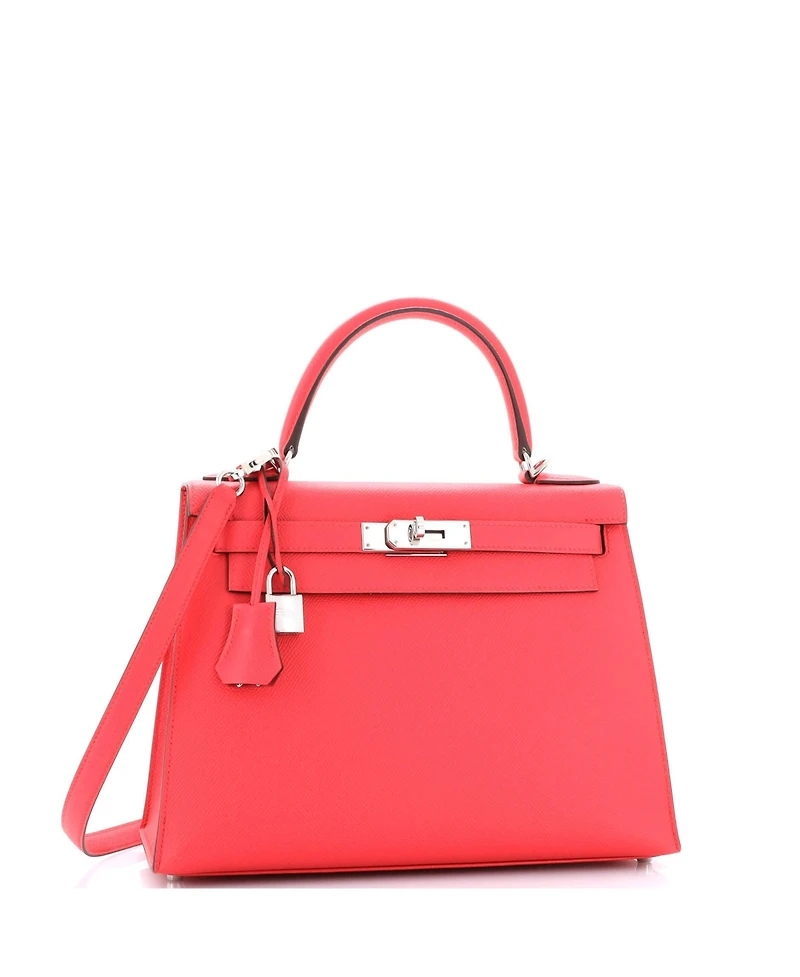 Pre-Owned HERMES Kelly Handbag Pink Epsom with Palladium Hardware