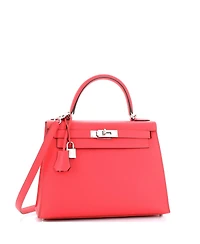 Pre-Owned HERMES Kelly Handbag Pink Epsom with Palladium Hardware