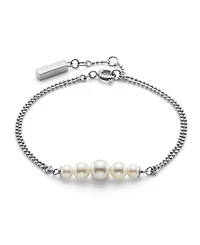 Olivia Burton Cultivated Pearls and Beads Silver Tone Bracelet