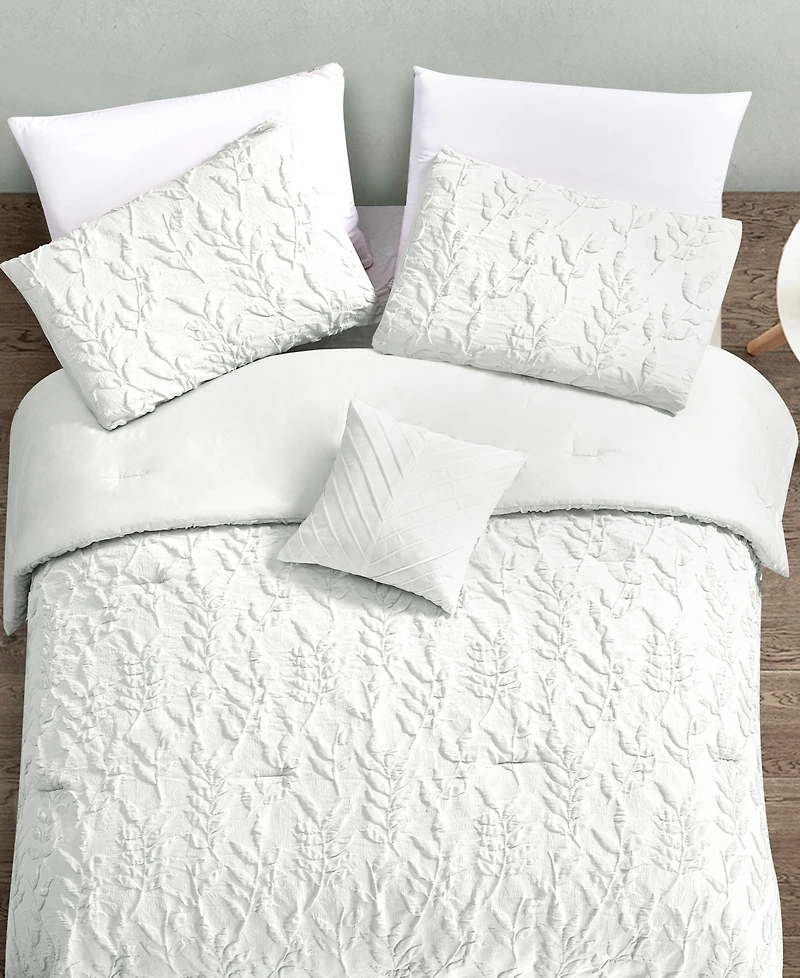 Rachel Roy Jacquard Puckered Botanical 3-Pc. Comforter Set, Twin