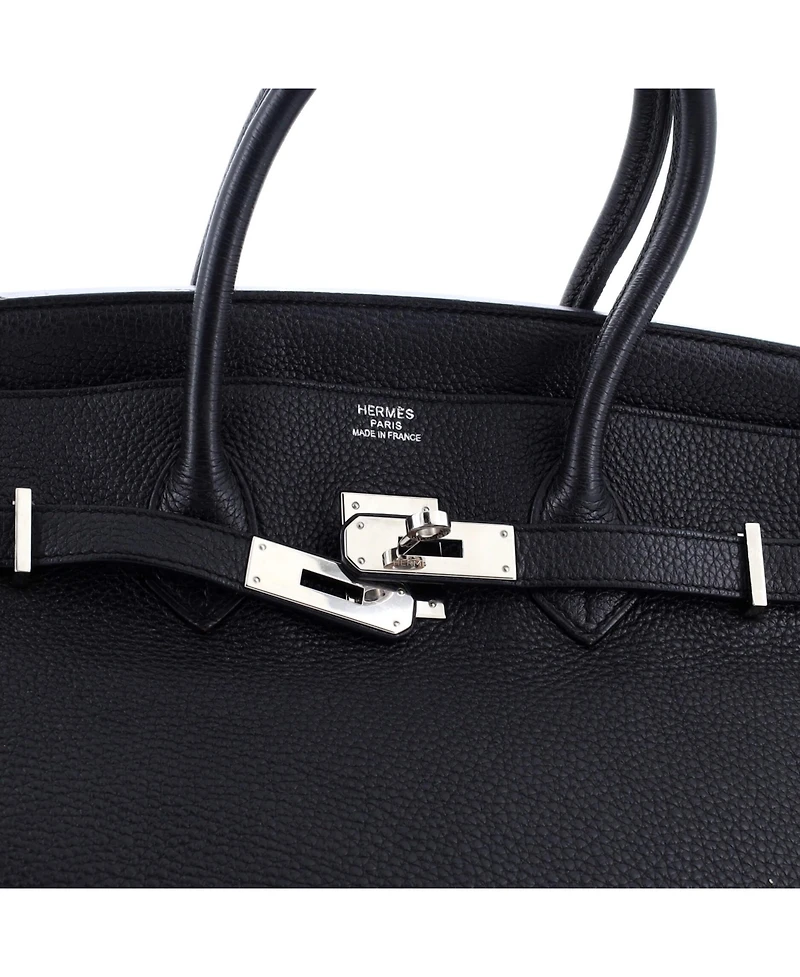 Pre-Owned Hermes Birkin 35 Handbag Black Clemence with Palladium Hardware
