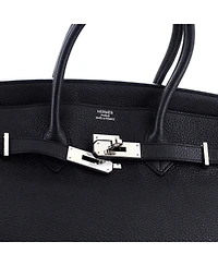 Pre-Owned Hermes Birkin 35 Handbag Black Clemence with Palladium Hardware