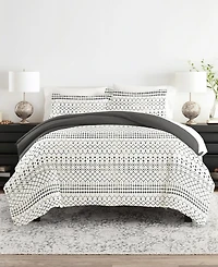 ienjoy Home Reversible Floral & Geometric Pattern 3 piece Duvet Cover Set, Full/Queen