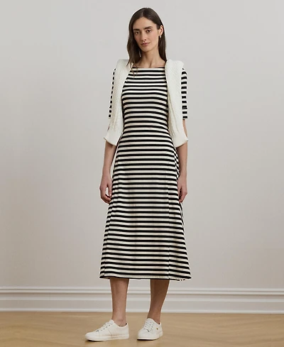 Lauren Ralph Lauren Women's Striped Stretch Cotton Midi Dress