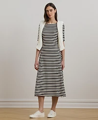 Lauren Ralph Lauren Women's Striped Stretch Cotton Midi Dress