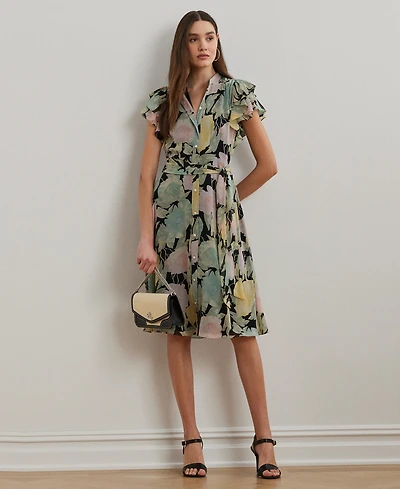 Lauren Ralph Lauren Women's Floral Belted Georgette Shirtdress