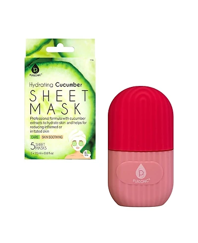 Ice Cube Facial Roller Massager & Hydrating Cucumber Sheet Masks – Your Ultimate Skincare Refresh Kit