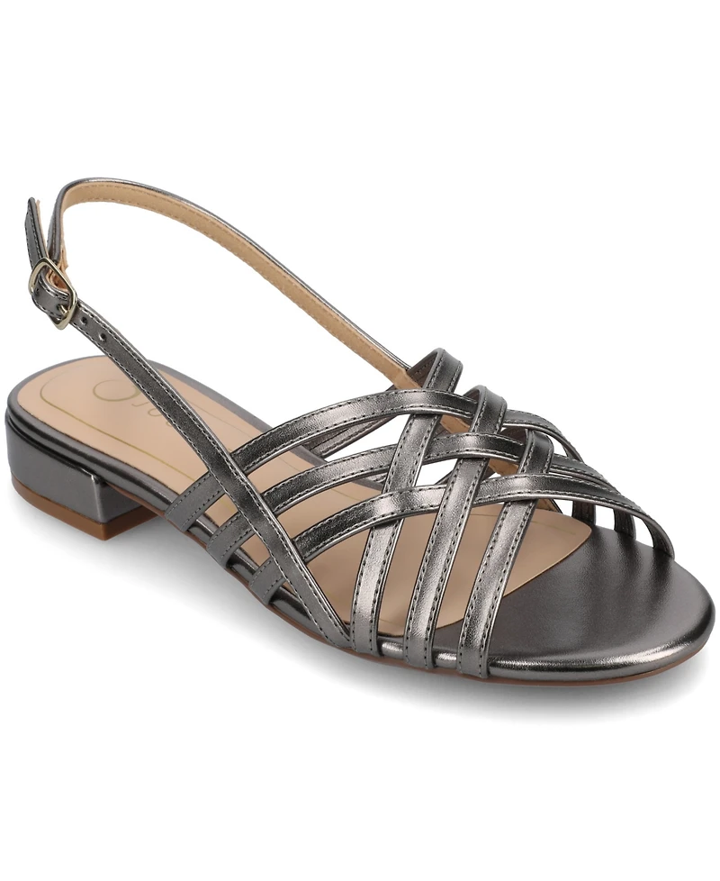 Journee Collection Women's Cassandra Woven Slingback Flat Sandals