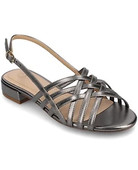Journee Collection Women's Cassandra Woven Slingback Flat Sandals