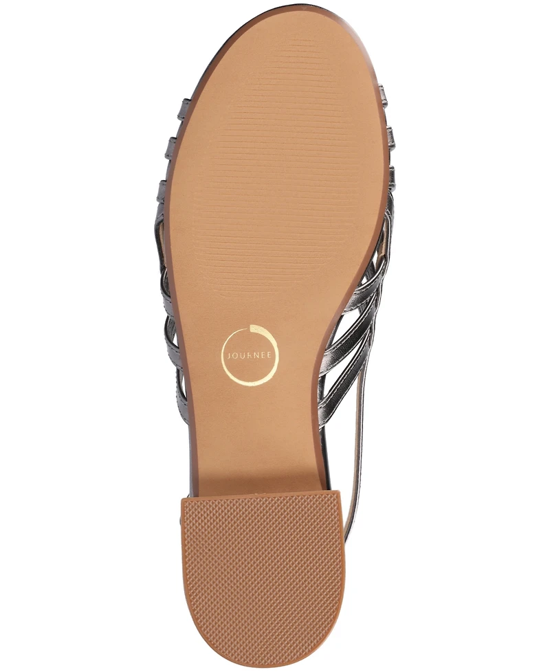 Journee Collection Women's Cassandra Woven Slingback Flat Sandals