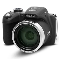 Minolta MN53Z 16MP Fhd Digital Camera with 53x Optical Zoom, Wi-Fi, Black Bundle with Shoulder Bag, Octopus Tripod, 32GB Sd Card, Reader, Card Case, C