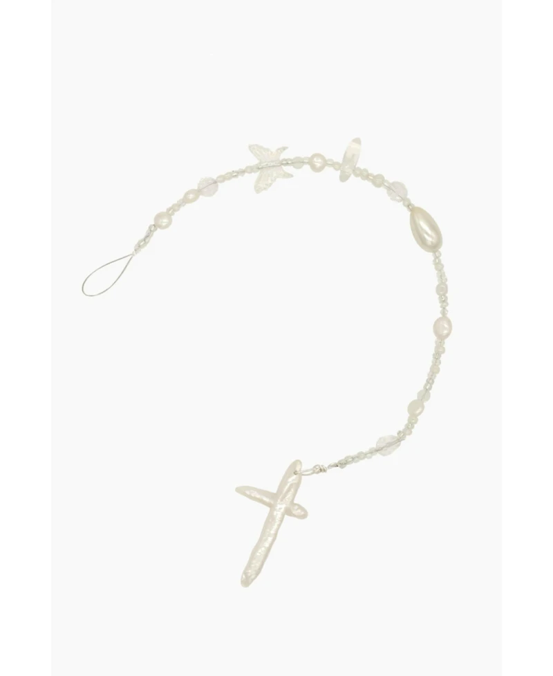 Pearl Braid In Jewelry With Cross Charm 10.2