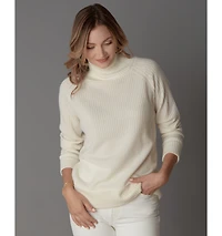 LuxLined Women's Itch-Free Merino Wool Mock Neck Sweater with Soft Inner Lining