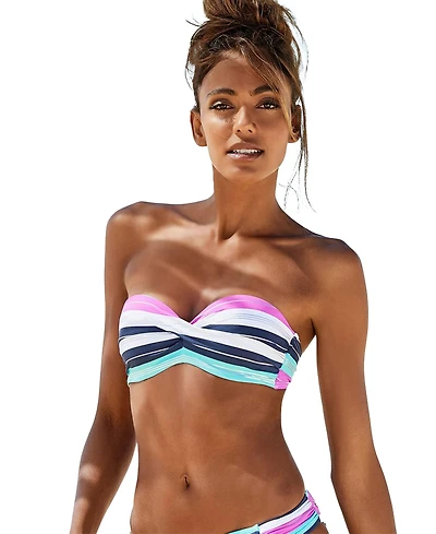 Lascana Women's Striped Bandeau Bikini Swimsuit Top Bra Sizing