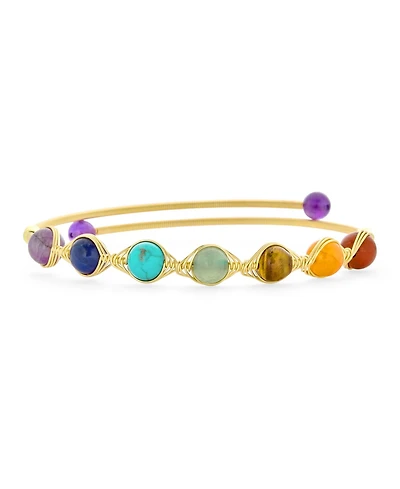 Bling Jewelry Spiritual Multicolor Chain Link Bracelet with Healing Stone Beads