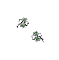 Bling Jewelry Luck of the Irish Cz Stud Earrings: Celtic Shamrock Green Clover Charm