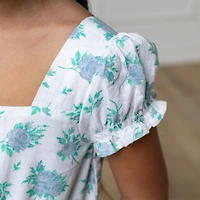 Hope & Henry Little Girls Linen Puff Sleeve Smocked Waist Jumpsuit