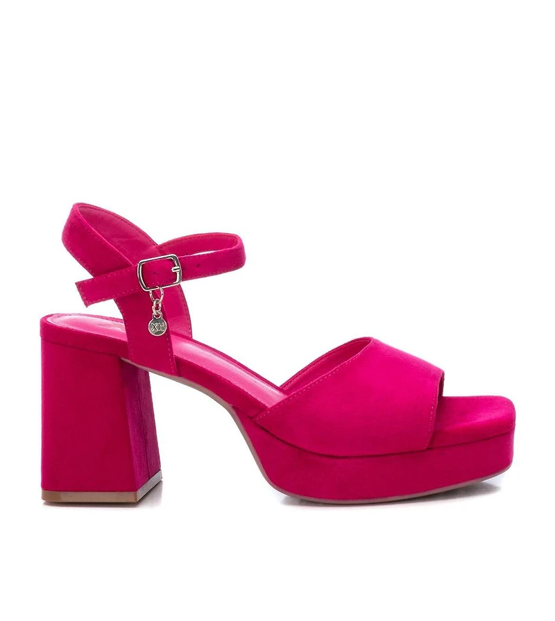 Women's Heeled Suede Sandals With Platform By Xti, Pink