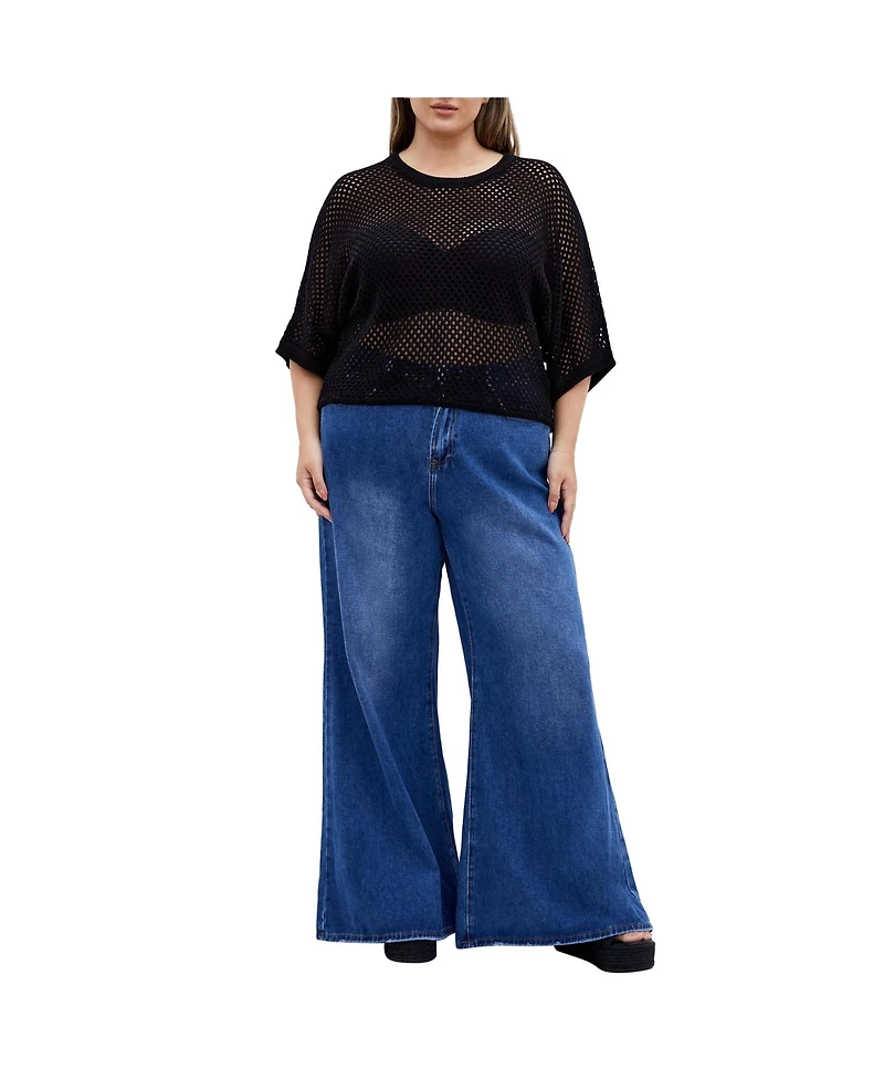 Plus Crochet Knit Top