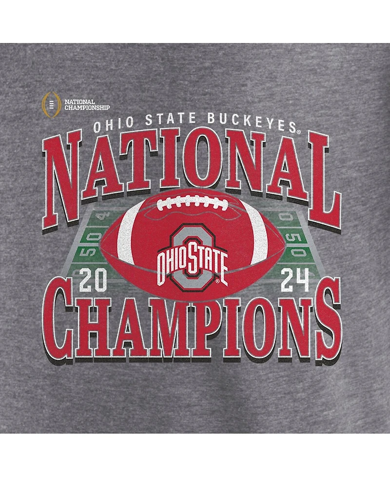 Fanatics Men's Heather Gray Ohio State Buckeyes College Football Playoff 2024 National Champions Vintage Raglan Tri-Blend Long Sleeve T-Shirt