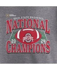 Fanatics Men's Heather Gray Ohio State Buckeyes College Football Playoff 2024 National Champions Vintage Raglan Tri-Blend Long Sleeve T-Shirt