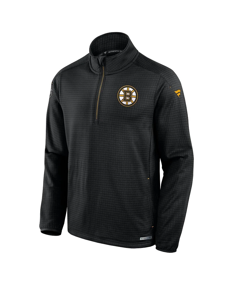 Fanatics Men's Black Boston Bruins Big Tall Authentic Pro Quarter-Zip Sweatshirt