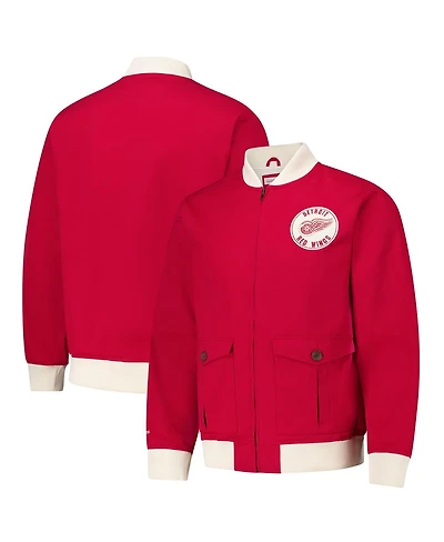 Mitchell & Ness Men's Red Detroit Wings Vintage Coaches Cotton Twill Full-Zip Jacket
