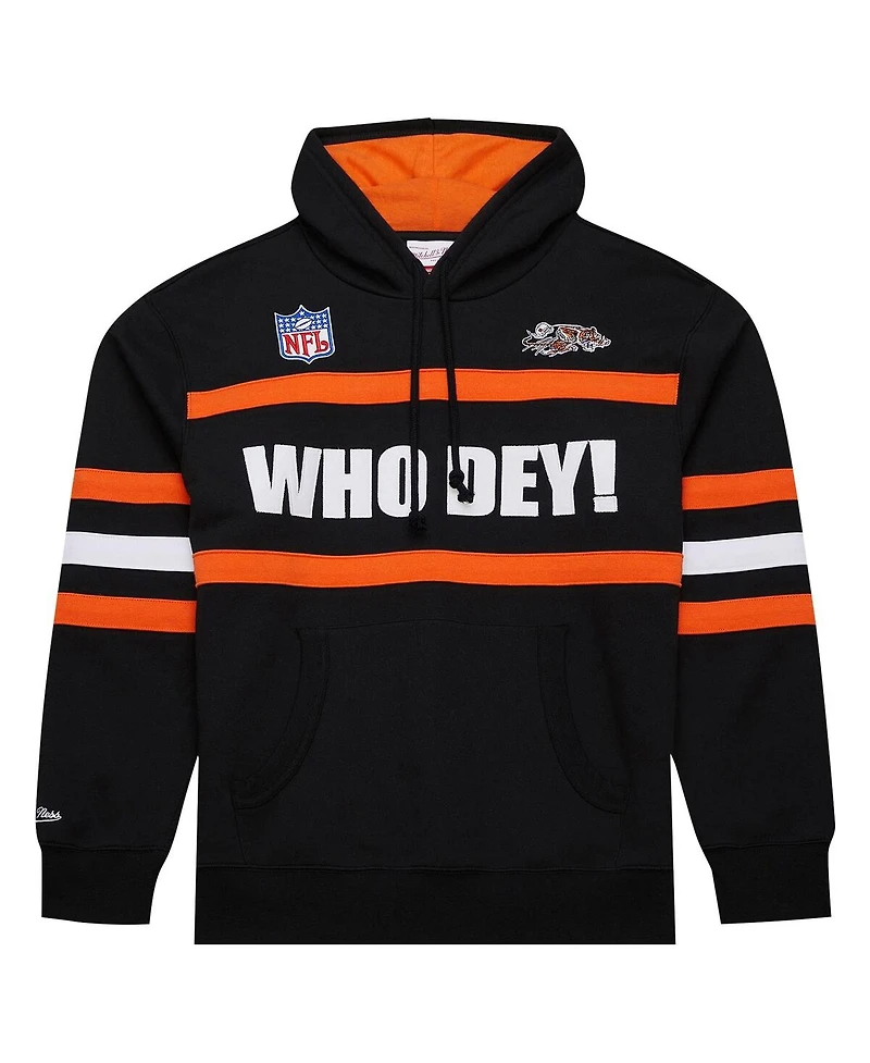 Mitchell & Ness Men's Black Cincinnati Bengals Vintage Logo Head Coach Fleece Pullover Hoodie