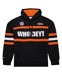 Mitchell & Ness Men's Black Cincinnati Bengals Vintage Logo Head Coach Fleece Pullover Hoodie