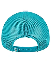New Era Men's White/Aqua Miami Dolphins Color-Block 9FORTY A-Frame Trucker Adjustable Hat