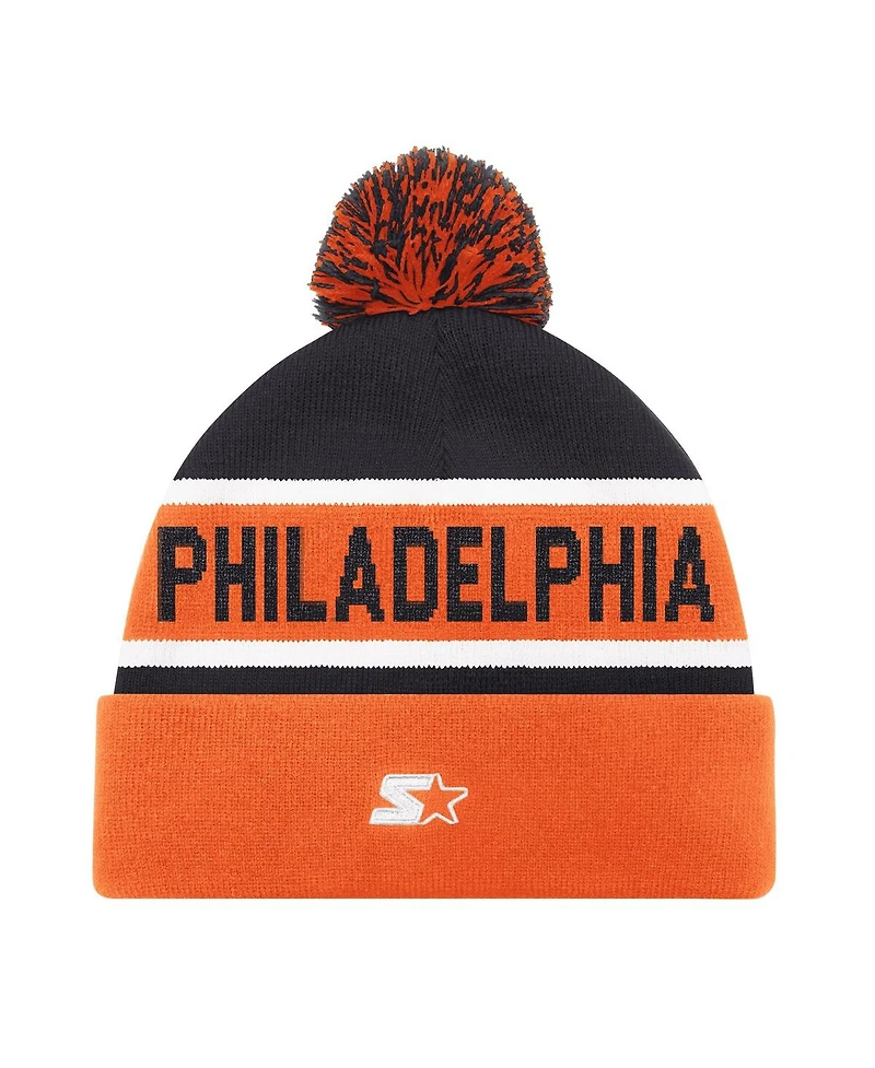 Starter Men's Black Philadelphia Flyers Cuffed Knit Hat with Pom