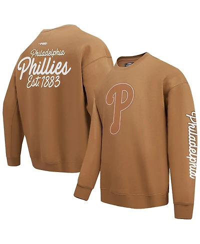 Pro Standard Men's Brown Philadelphia Phillies Paint The City Dropped Shoulder Pullover Sweatshirt