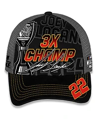 Team Penske Men's Checkered Flag Sports Black Joey Logano 2024 Nascar Cup Series Champion Trophy Adjustable Hat