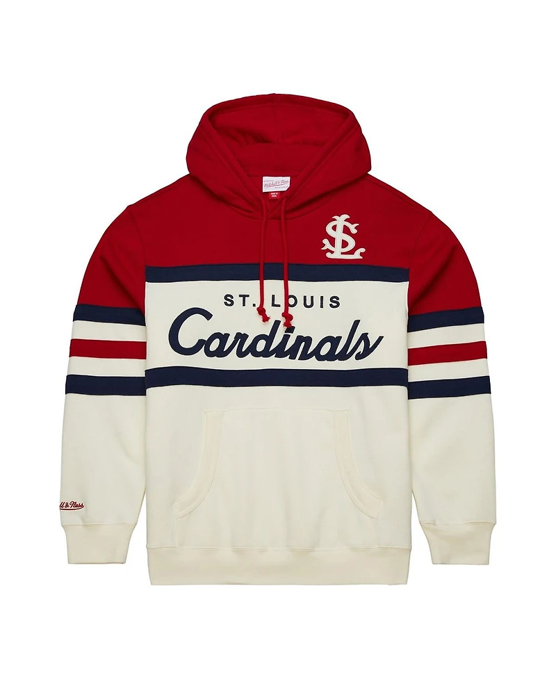 Mitchell & Ness Men's Cream/Scarlet St. Louis Cardinals Head Coach Pullover Hoodie