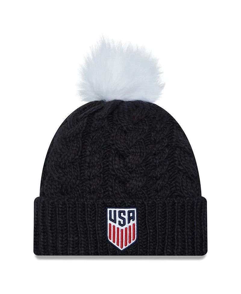 New Era Women's Navy Usmnt Pom Cuffed Knit Hat
