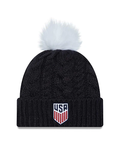 New Era Women's Navy Usmnt Pom Cuffed Knit Hat