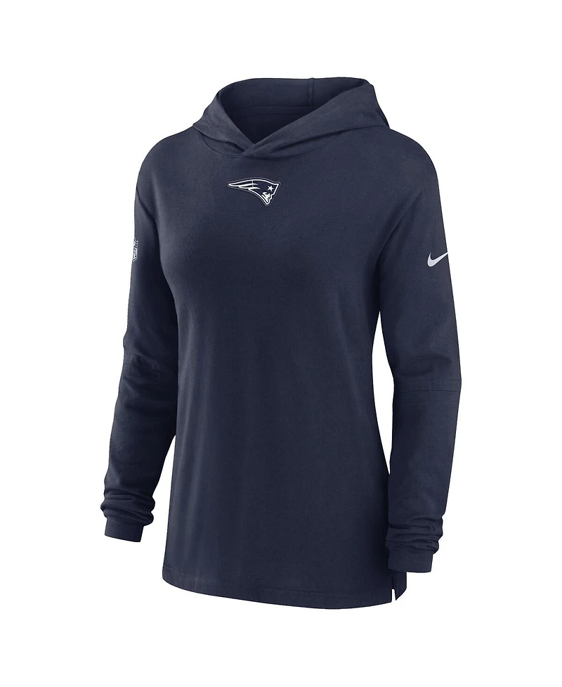 Nike Women's Navy New England Patriots Sideline Performance Long Sleeve Hoodie T-Shirt