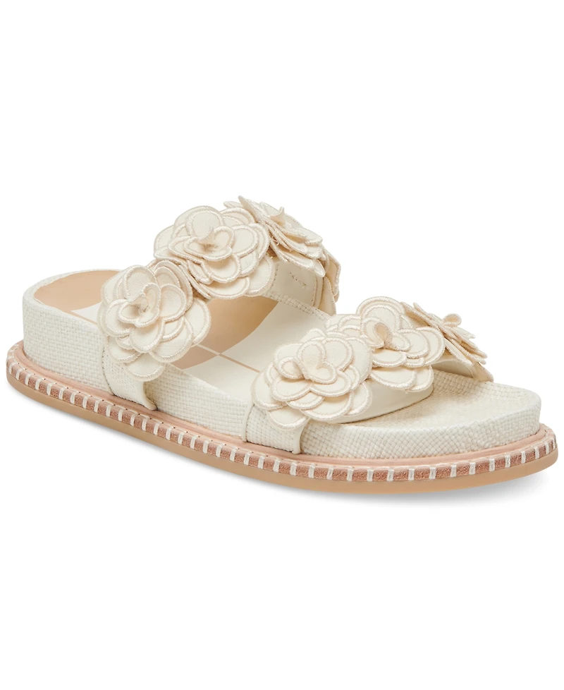 Dolce Vita Women's Sherla Floral Double Band Footbed Flat Sandals