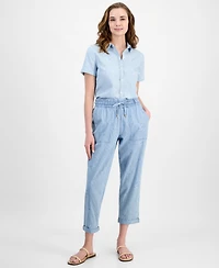 Nautica Jeans Women's Striped Floral Jogger Pants