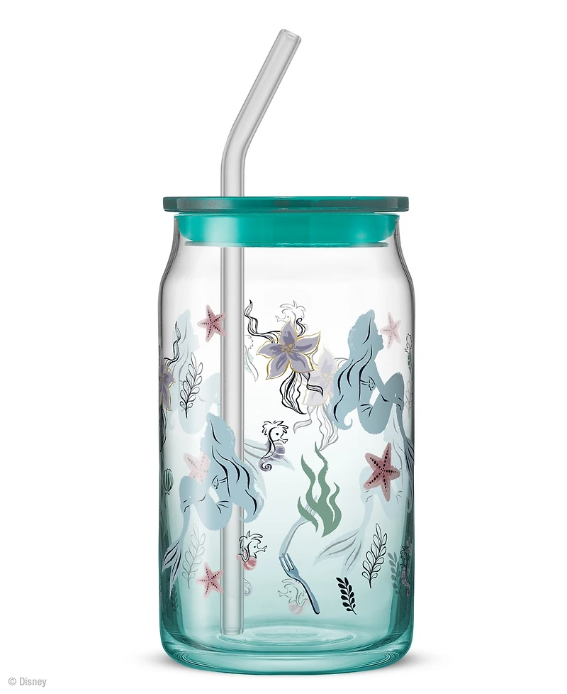 JoyJolt Disney Princess Icon Tumbler Glasses with Lids, Set of 4